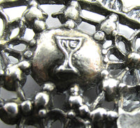 Antique 1910s Art Nouveau Signed Multi-Colored Diamante Pendant - Signature - Thumbnail