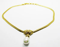 Christian Dior Vintage Jewelry Exceptional Diamante and Pearl Necklace - Front - Thumbnail