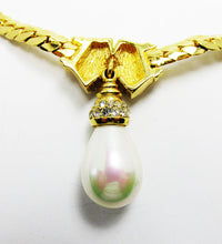 Christian Dior Vintage Jewelry Exceptional Diamante and Pearl Necklace - Close Up, Back - Thumbnail