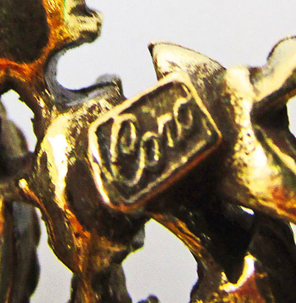 Coro 1950s Vintage Jewelry Mid-Century Citrine Diamante Floral Pin - Signature