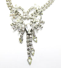 1950s Vintage Costume Jewelry Clear Diamante Avant-Garde Necklace - Close Up - Thumbnail