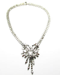 1950s Vintage Costume Jewelry Clear Diamante Avant-Garde Necklace - Back - Thumbnail