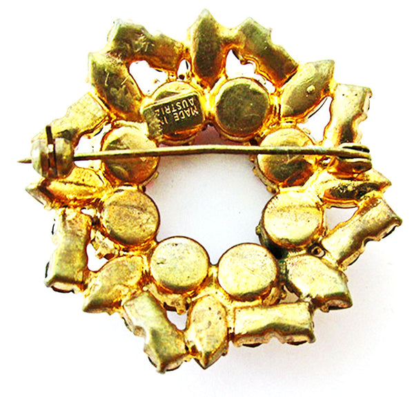 Austria 1950s Vintage Jewelry Fall Colors Diamante Circle Pin - Back