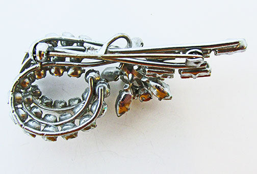 Vintage Mid Century 1950s Distinctive Rhinestone Floral Pin