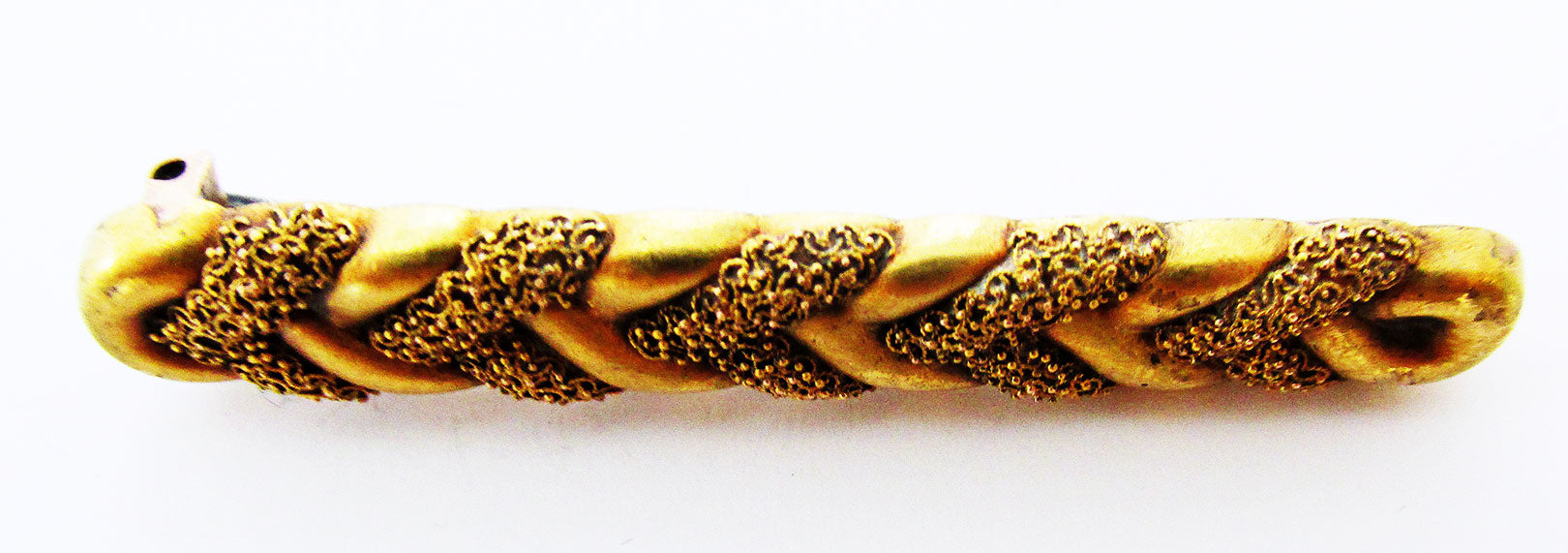 1800s Jewelry Antique/Vintage Victorian Gold Braided Bar Pin