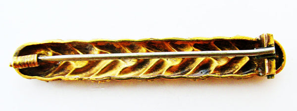 1800s Jewelry Antique/Vintage Victorian Gold Braided Bar Pin