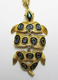 Kenneth J. Lane Vintage Adorable Retro Enameled Turtle Pendant - Thumbnail