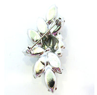 Vintage 1950s Striking Green and Clear Diamante Floral Pin - Back - Thumbnail