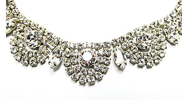 Vintage 1950s Exquisite Mid-Century Clear Diamante Glamour Necklace - Close Up