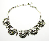 Vintage 1950s Exquisite Mid-Century Clear Diamante Glamour Necklace - Back - Thumbnail