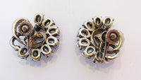 Vintage1940s Striking Vermeil Sterling Rhinestone Floral Earrings - Thumbnail