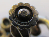 Vintage1940s Striking Vermeil Sterling Rhinestone Floral Earrings - Thumbnail