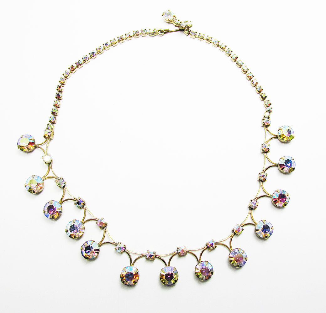 1950s Mid-Century Iridescent Aurora Borealis Diamante Necklace