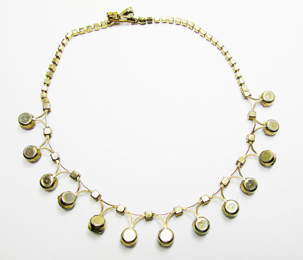 1950s Mid-Century Iridescent Aurora Borealis Diamante Necklace - Back
