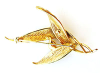 Boucher 1950s Designer Jewelry Unique Pearl and Gold Floral Spray Pin - Back - Thumbnail