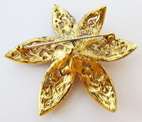 Vintage 1960s Distinctive Retro Fuchsia Rhinestone Floral Pin - Thumbnail