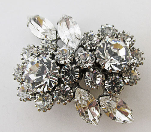 Vintage Mid Century 1950s Eye-Catching Rhinestone Floral Bouquet Pin