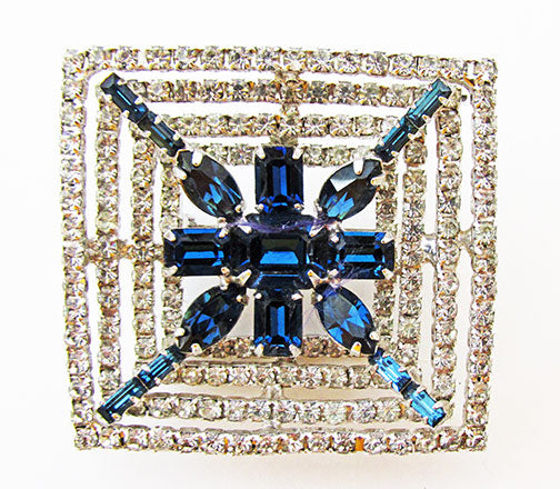 Kramer N.Y. Vintage Exceptional 1950s Sapphire Geometric Pin