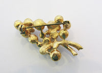 Vintage 1960s Striking Contemporary Pearl and Rhinestone Leaf Pin - Thumbnail