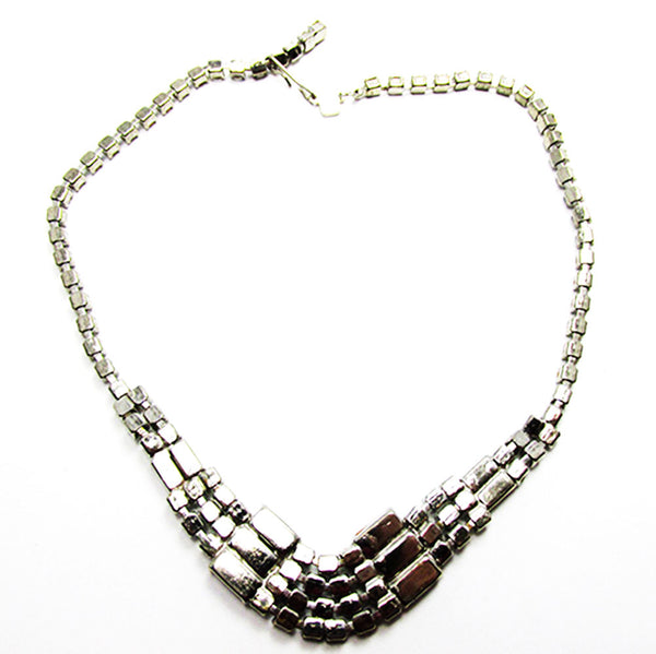 1950s Vintage Jewelry Gorgeous Geometric Topaz Diamante Necklace - Back