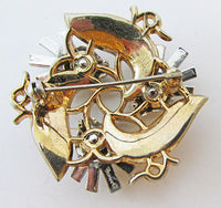 Crown Trifari Vintage Mid Century Book Piece Floral Pin - Thumbnail