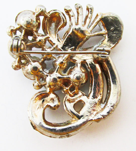 Vintage 1950s Mid-Century Colorful Multi-Colored Diamante Pin - Back