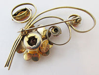 Truart Sterling Vintage 1940s Beautiful Retro Floral Bouquet Pin - Thumbnail