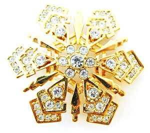 Monet 1970s Designer Vintage Jewelry Dazzling Diamante Snowflake Pin - Front
