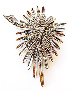 Pennino 1940s Vintage Spectacular Sterling and Diamante Pin/Pendant - Front