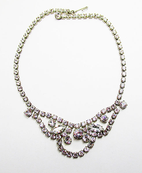 Vintage 1950s Jewelry - Dazzling Mid-Century Clear Diamante Necklace - Front
