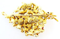 BSK 1960s Vintage Jewelry Delightful Pearl Cabochon Floral Leaf Pin - Back - Thumbnail