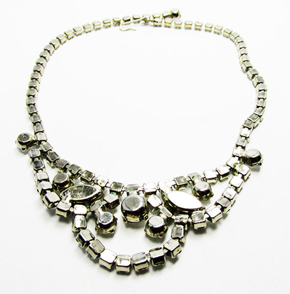 Vintage 1950s Jewelry - Dazzling Mid-Century Clear Diamante Necklace - Back