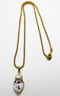 Vintage 1980s Desirable Contemporary Style Diamante Pendant Necklace - Front - Thumbnail