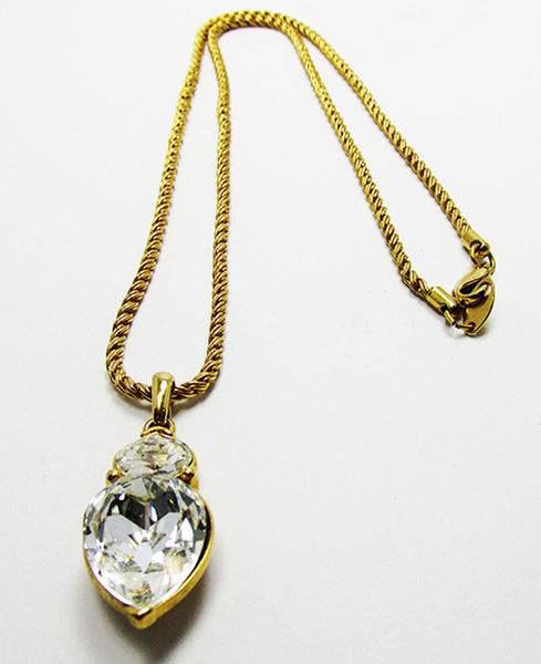 Vintage 1980s Desirable Contemporary Style Diamante Pendant Necklace - Front