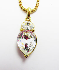 Vintage 1980s Desirable Contemporary Style Diamante Pendant Necklace - Close Up - Thumbnail