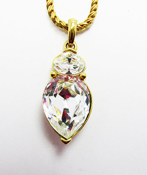 Vintage 1980s Desirable Contemporary Style Diamante Pendant Necklace - Close Up