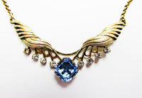 Elegant Van Dell 1940s Mid-Century Diamante Gold Filled Necklace - Close Up - Thumbnail