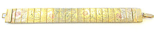 Sarah Coventry Vintage Jewelry Engraved Mural Floral Link Bracelet - Front