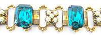 1940s Vintage Jewelry Lovely Emerald Diamante and Pearl Link Bracelet