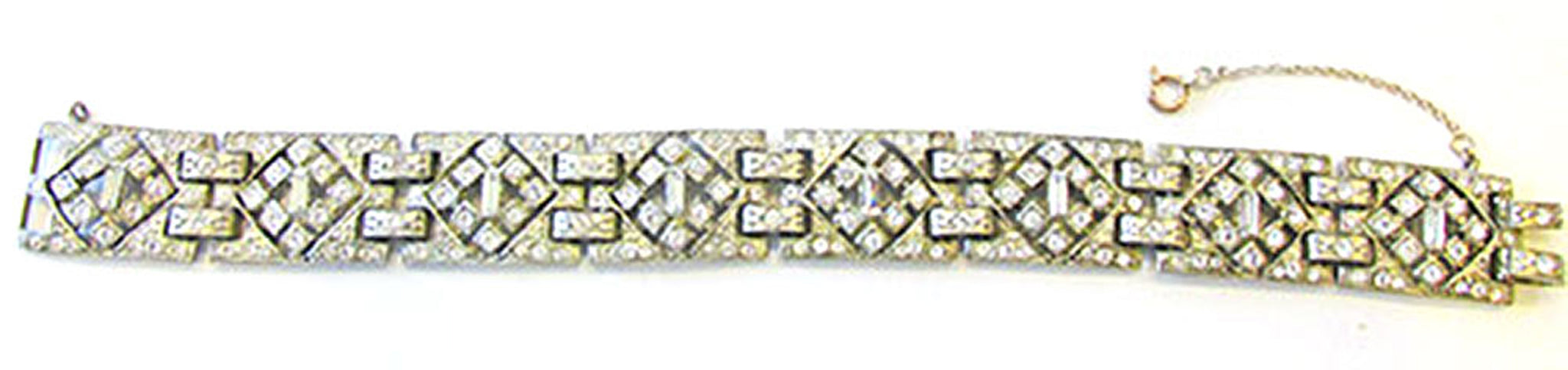 Vintage Jewelry Stunning 1930s Art Deco Diamante Link Bracelet - Front