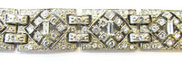 Vintage Jewelry Stunning 1930s Art Deco Diamante Link Bracelet - Close Up - Thumbnail