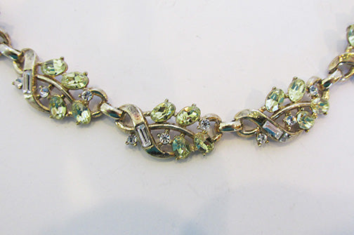 Crown Trifari Vintage 1950s Elegant Citrine Floral Link Necklace