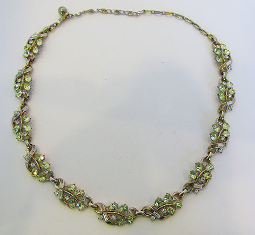 Crown Trifari Vintage 1950s Elegant Citrine Floral Link Necklace