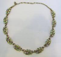 Crown Trifari Vintage 1950s Elegant Citrine Floral Link Necklace - Thumbnail