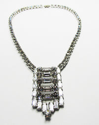 Vintage Mid Century 1950s Striking Rhinestone Geometric Necklace - Thumbnail