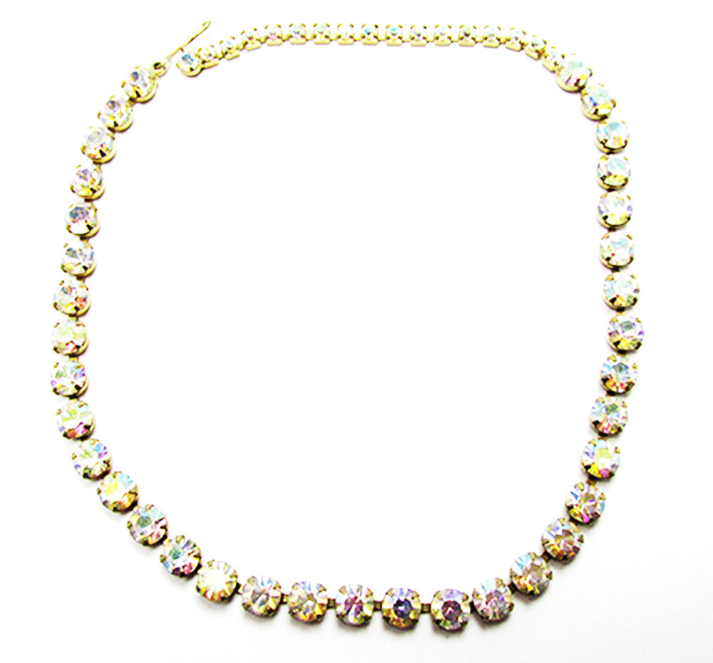 Vintage 1950 Jewelry Striking Mid-Century Minimalist Diamante Necklace - Front