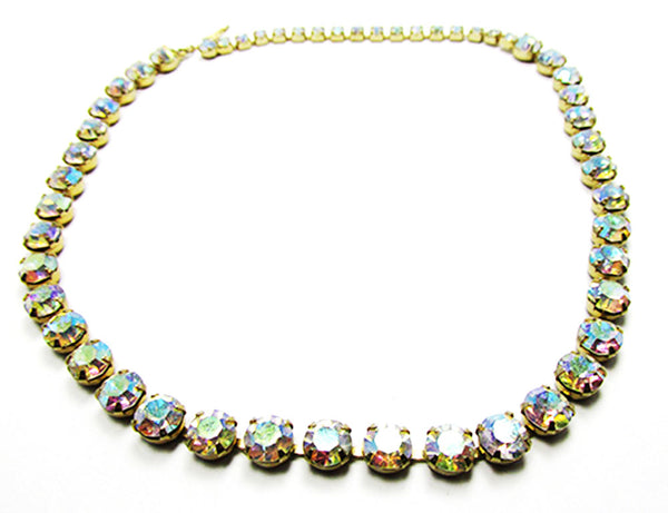 Vintage 1950 Jewelry Striking Mid-Century Minimalist Diamante Necklace - Front