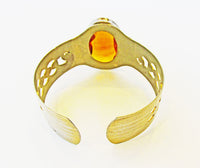 Head Turning Vintage Mid-Century Topaz Diamante Cuff Bracelet - Back - Thumbnail