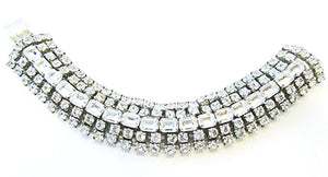 Vintage 1950 Jewelry Exquisite Mid-Century Diamante Statement Bracelet - Front
