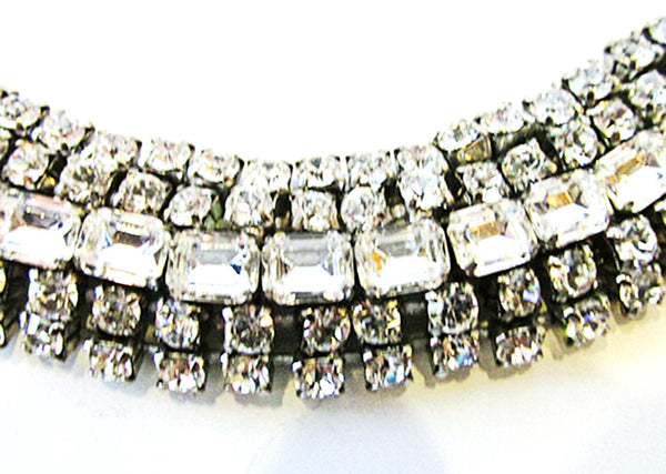 Vintage 1950 Jewelry Exquisite Mid-Century Diamante Statement Bracelet - Close Up